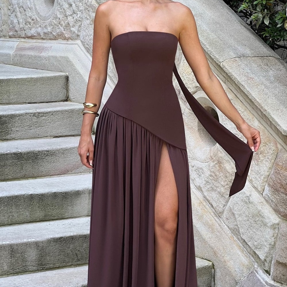 Chic Strapless Chocolate Gown